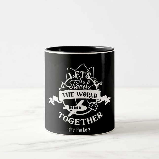 Tasse 2 Couleurs Voyageons ensemble dans le monde | Amusant (Centre)