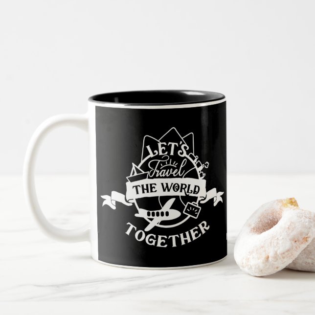 Tasse 2 Couleurs Voyageons ensemble dans le monde | Amusant (Avec donut)