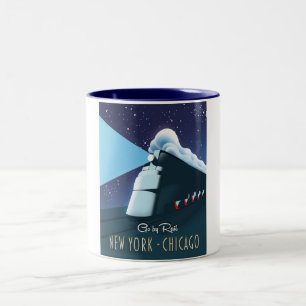 Tasse 2 Couleurs "Voyagez par le rail" New York - Chicago