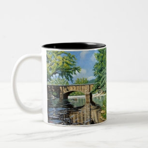 Tasse 2 Couleurs Vue panoramique de la pêche au saumon dans un ruis
