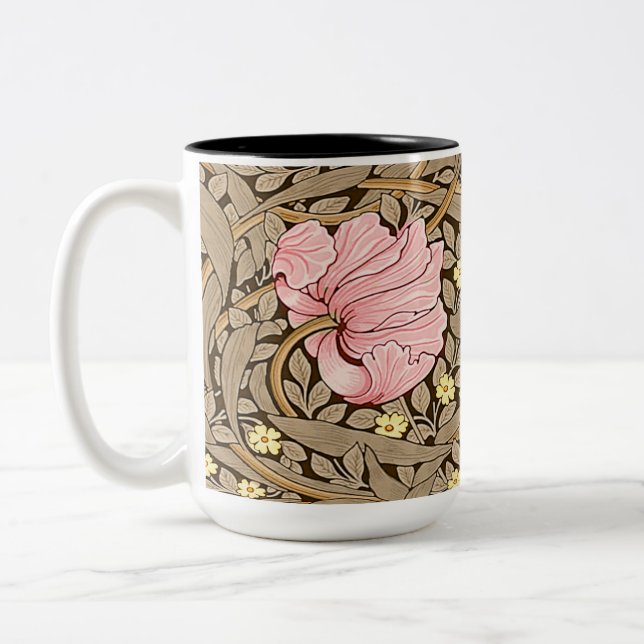 Tasse 2 Couleurs W Morris Pimpernel Motif en Pink & Sepia (Gauche)