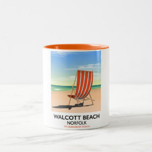 Tasse 2 Couleurs Walcott Beach, affiche balnéaire de Norfolk