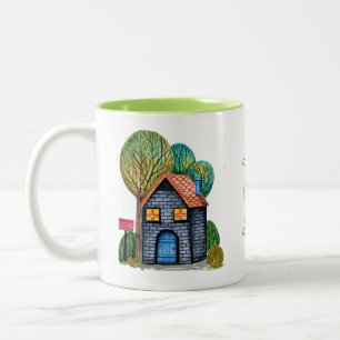 Tasse 2 Couleurs Watercolor cute Home Sweet Home Art