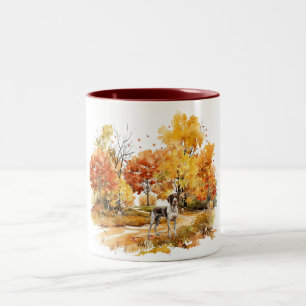 Tasse 2 Couleurs Watercolor Fall Chien Design - Pointeur allemand