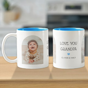 Tasse 2 Couleurs We Love You Grand-père 2 Photo Arch & Name 11 oz