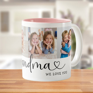 Tasse 2 Couleurs We Love you Grandma Script 4 Photo Modern