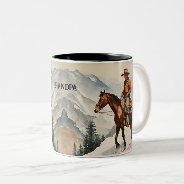 Tasse 2 Couleurs Western Cowboy Personnalisé (Devant droit)