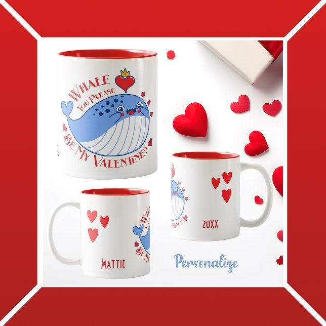 Tasse 2 Couleurs Whale You Please be My Valentine ? (Créateur téléchargé)