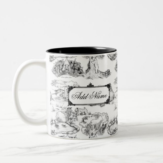 Tasse 2 Couleurs WHEATEN Terrier Black Toile avec nom personnalisé (Gauche)