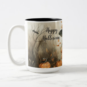 Tasse 2 Couleurs Whimsical Halloween Witch & Citrouille Personnalis