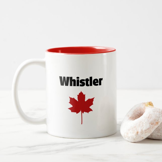 Tasse 2 Couleurs Whistler Canada Natural Red Maple Leaf (Avec donut)