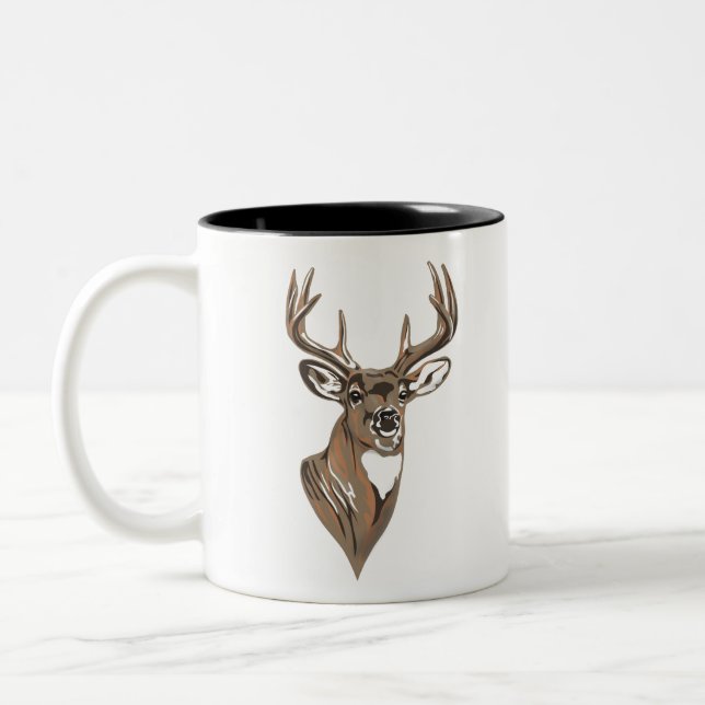 Tasse 2 Couleurs Whitetail Buck Deer Head (Gauche)