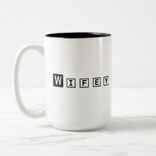 Tasse 2 Couleurs Wifey moderne noir Script femmes blanches