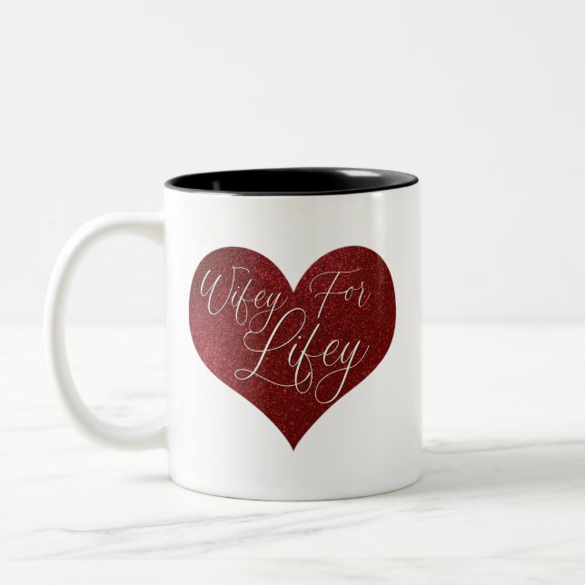 Tasse 2 Couleurs Wifey pour Lifey Citation Parties scintillant roug (Gauche)