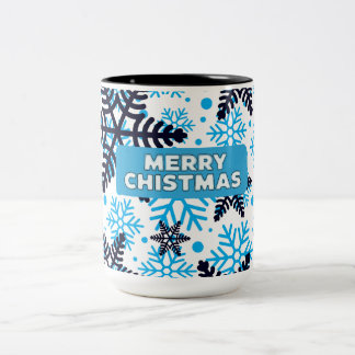 Tasse 2 Couleurs Winter Snowflake Pattern with Merry Christmas