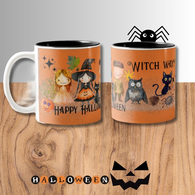 Tasse 2 Couleurs Witch Way Halloween Orange (Witch Way Halloween Orange Two-Tone Coffee Mug)