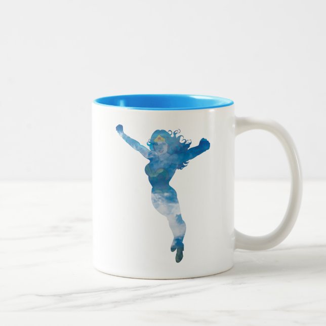 Tasse 2 Couleurs Wonder Woman Ciel bleu Silhouette (Droit)