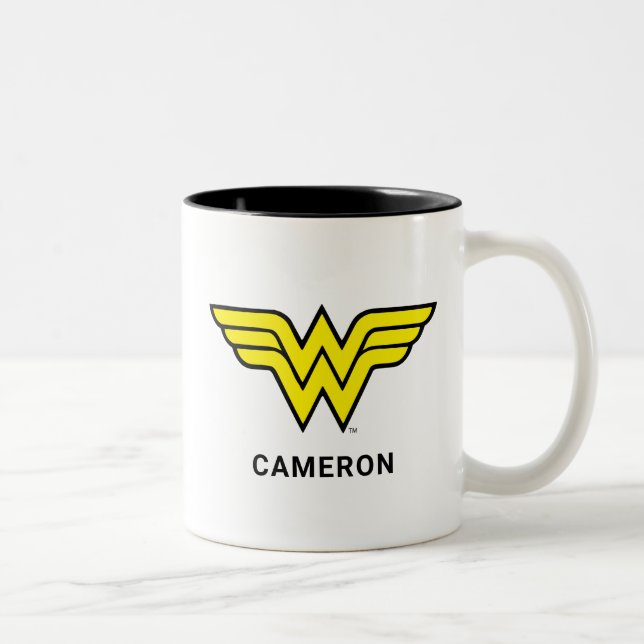 Tasse 2 Couleurs Wonder Woman | Logo classique | Ajouter Votre Nom (Droit)
