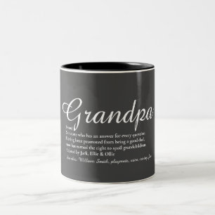 Tasse 2 Couleurs "World's Best Grandpa Grandad Papa Définition Gray