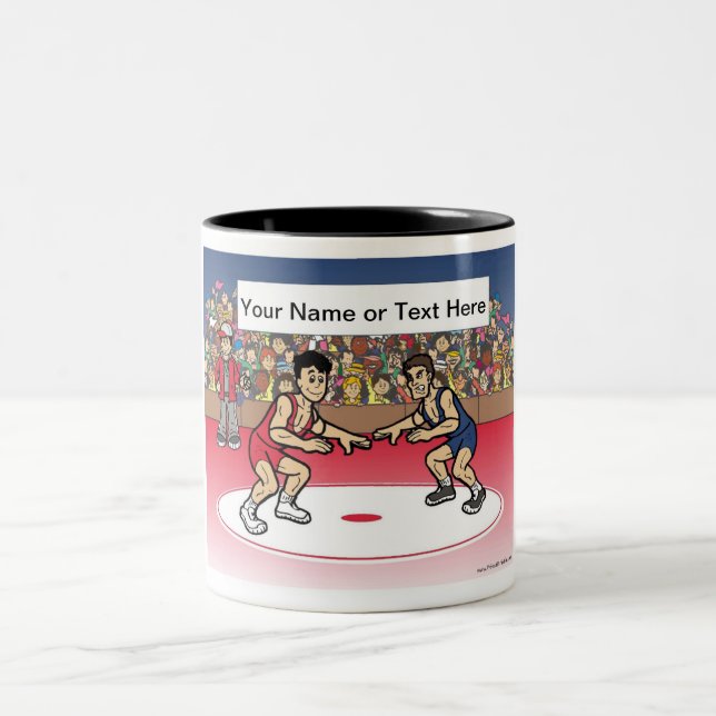 Tasse 2 Couleurs Wrestler - Dessin masculin par PrintedPerfection.c (Centre)