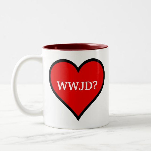 Tasse 2 Couleurs WWJD Heart (Gauche)