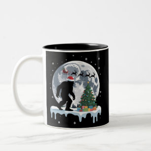 Tasse 2 Couleurs Xmas Bigfoot Père Noël Arbre Traîneau Lune Renne N
