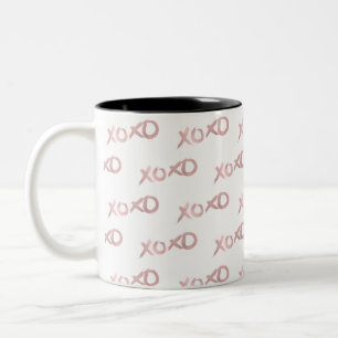 Tasse 2 Couleurs XOXO Rose Gold Moderne Faux Paillettes Brillance G