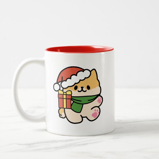 Tasse 2 Couleurs Yappy Howlidays - Jote Christmas Dog Cartoon (Gauche)