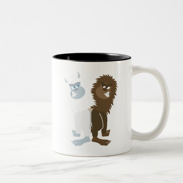 Tasse 2 Couleurs Yeti contre Bigfoot (Droit)