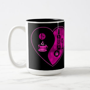 Tasse 2 Couleurs Yin rose et Yang Café et vin