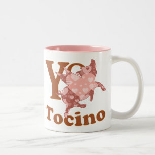 Tasse 2 Couleurs Yo Amo Tocino espagnol I LOVE BACON cochon volant