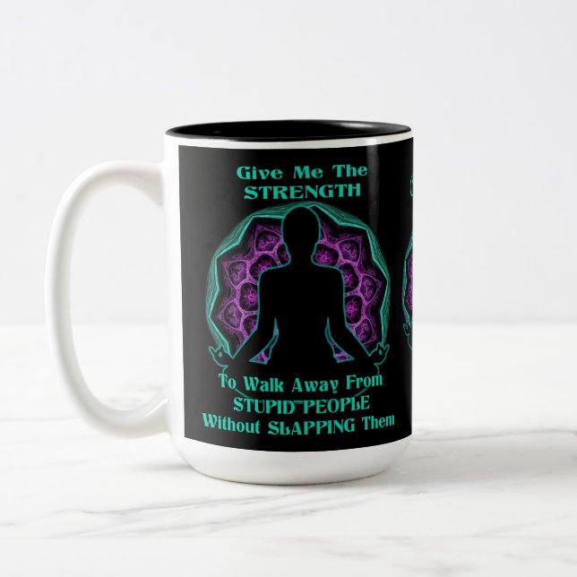 Tasse 2 Couleurs Yoga personnalisé Humour Mandala noir (Gauche)