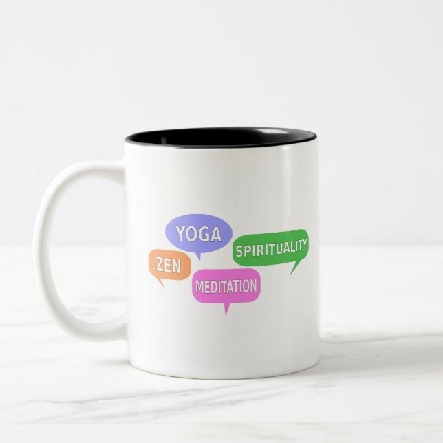 Tasse 2 Couleurs Yoga Spiritualité Zen Méditation Discours Bulles (Gauche)