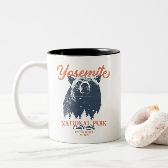 Tasse 2 Couleurs Yosemite Grizzly Bear California National Park (Avec donut)