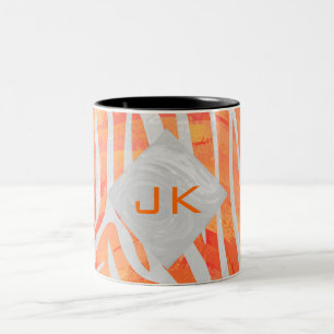 Tasse 2 Couleurs Zebra Monogram orange et blanc