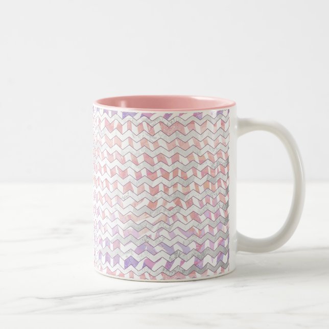 Tasse 2 Couleurs Zebra rose et blanc Chevron (Droit)