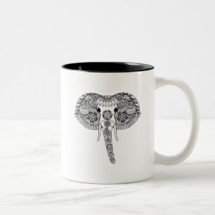 Tasse 2 Couleurs Zentangle a inspiré l'éléphant d'Asie