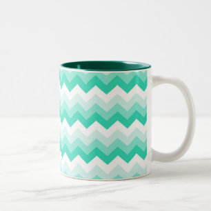 Tasse 2 Couleurs Zigzag (Turquoise, groen)