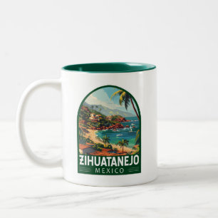 Tasse 2 Couleurs Zihuatanejo Mexique Voyage Art Vintage