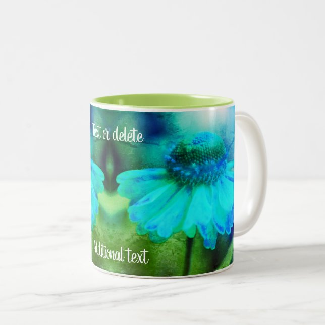 Tasse 2 Couleurs Zinnia Flower Distressed Art Personnalisé (Devant droit)