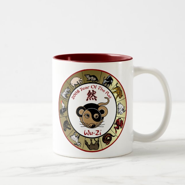 Tasse 2 Couleurs Zodiaque chinois 2008 ans du rat (Droit)