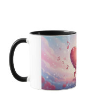 Tasse 330ml Cœurs qui s'embrassent “Notes d'amour”