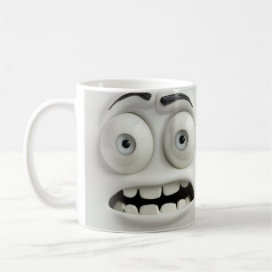 Tasse 3D avec visage sarcastique effrayé