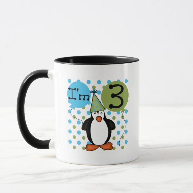 Tasse 3ème Pingouin T-shirts et cadeaux d'anniversaire (Gauche)