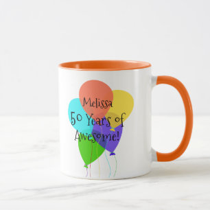 Tasse 50e ou tout âge Nom personnalisé Anniversaire Cade