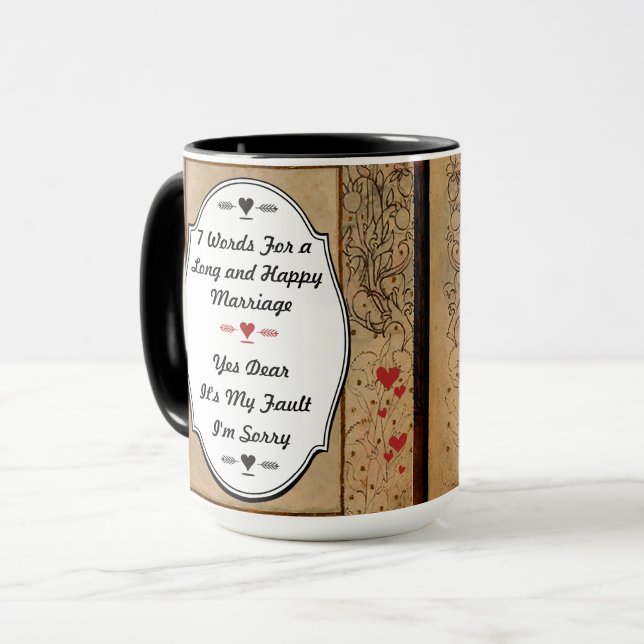 Tasse 7 Mots Pour Un Mariage Long Et Heureux (Devant gauche)