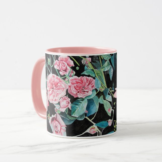 Tasse à aquarelle Rose Rose (Devant gauche)