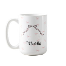 Tasse à café à arc rose Coquette avec nom personna