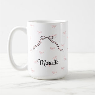 Tasse à café à arc rose Coquette avec nom personna