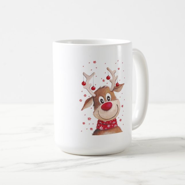 Tasse à café à deux tons de rennes de Noël (Devant droit)